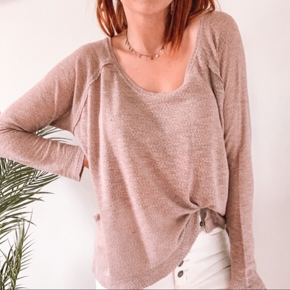 Free People Beach Long Sleeve Heathered Knit Top